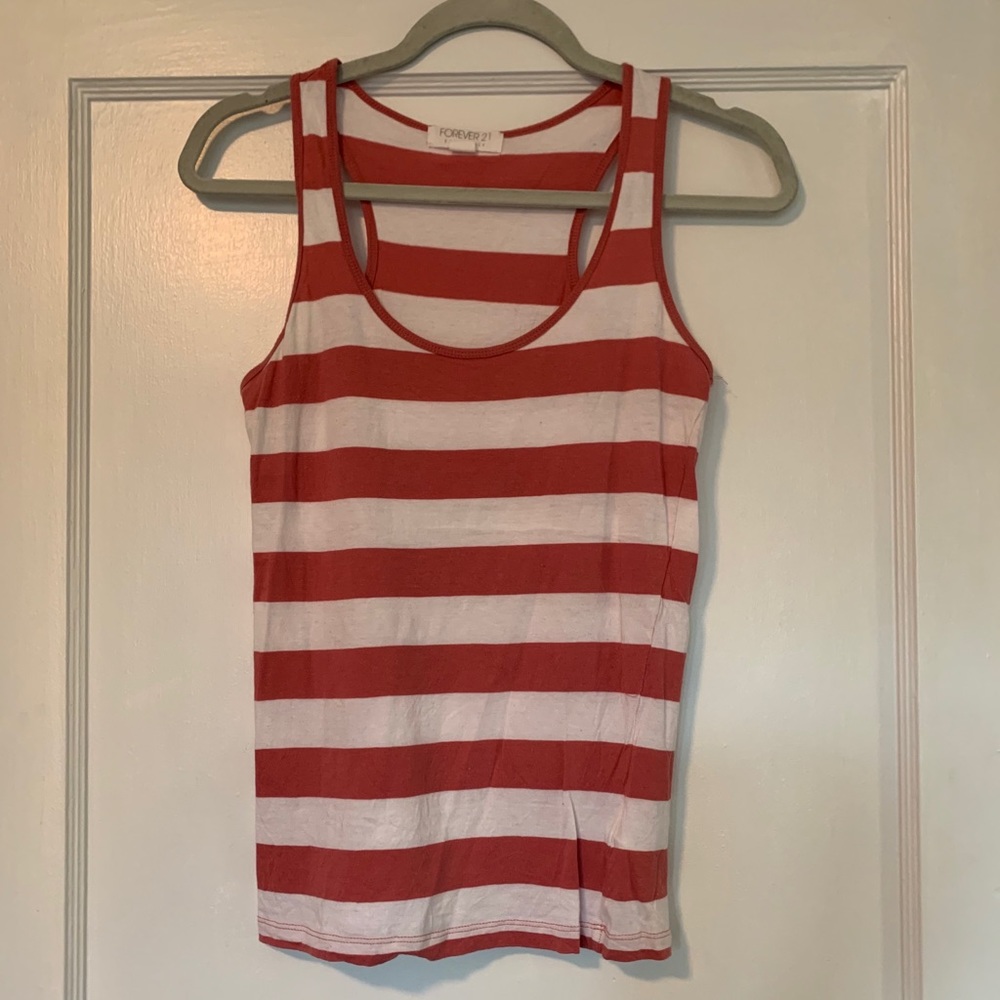 Red & White Striped Racerback Tank - size S